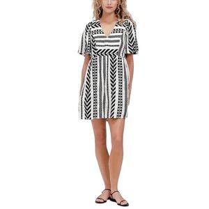Old Navy Boho Jacquard Mini Swing Dress Black & White Great Condition Casual